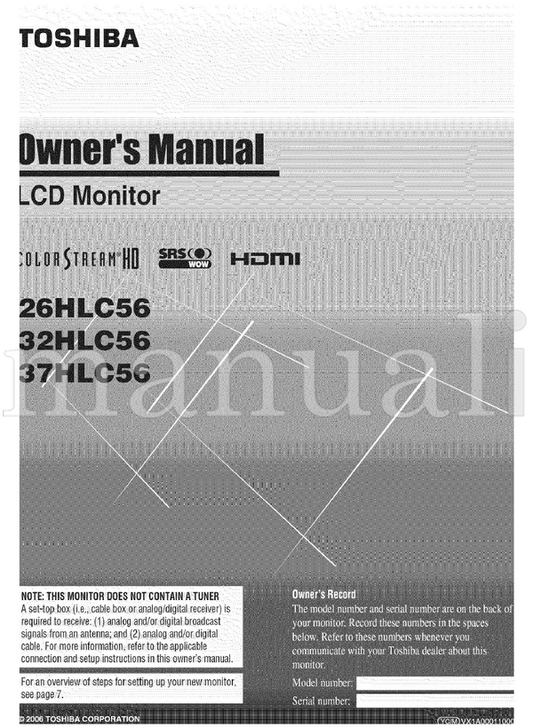 Toshiba STREAM HD 26HLC56 (46 pages) TV Operating Manual