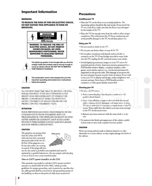 Toshiba STREAM WOW 34HF81 (56 pages) TV Operating Manual