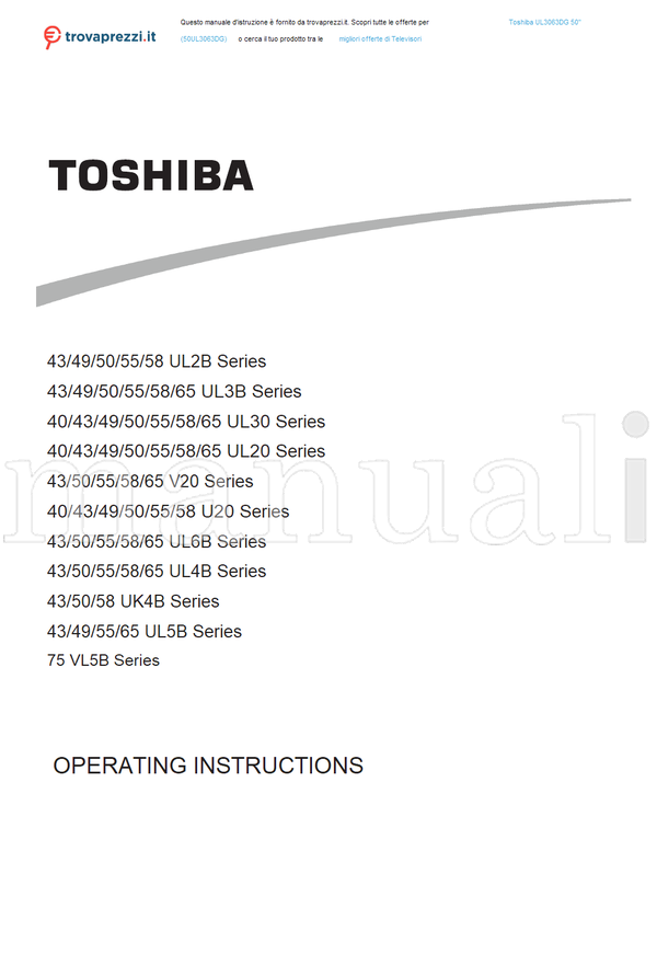 Toshiba UL3063DG (42 pages) TV Operating Manual