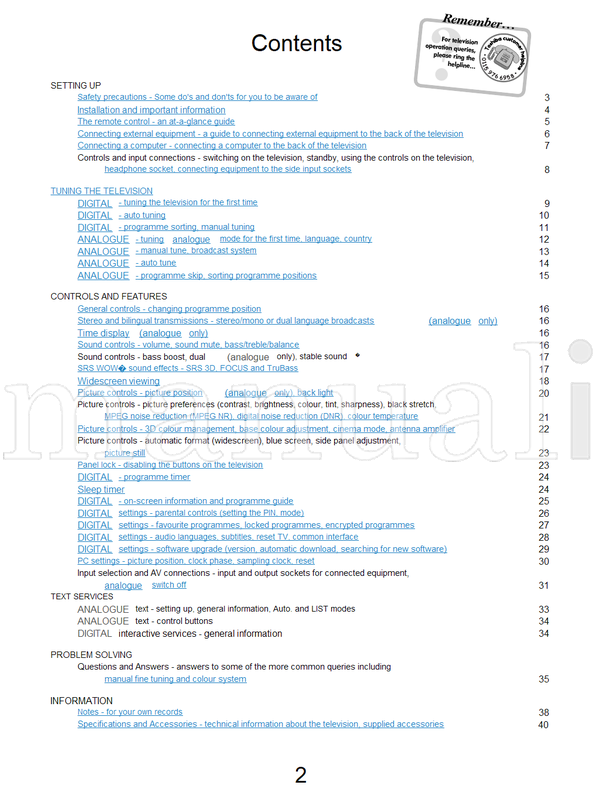 Toshiba WLT66 (40 pages) TV Operating Manual