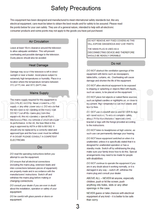 Toshiba WLT66 (40 pages) TV Operating Manual