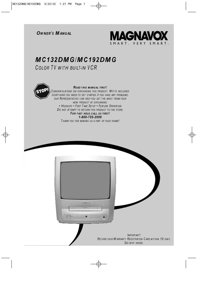 Philips MC132DMG MC192DMG VCR Operating Manual