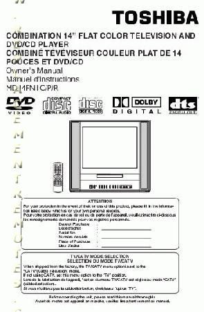 Toshiba MD14FN1C TV/DVD Combo Operating Manual