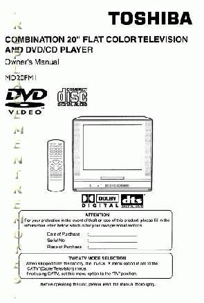 Toshiba MD20FM1 TV/DVD Combo Operating Manual