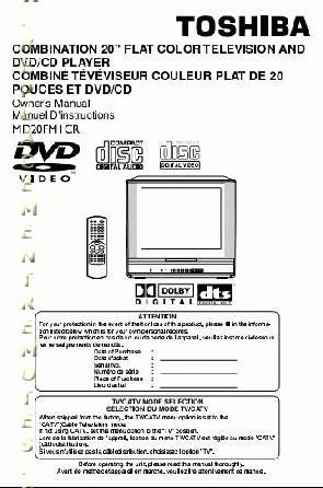 Toshiba dcfl20s MD20FM1CR TV/DVD Combo Operating Manual