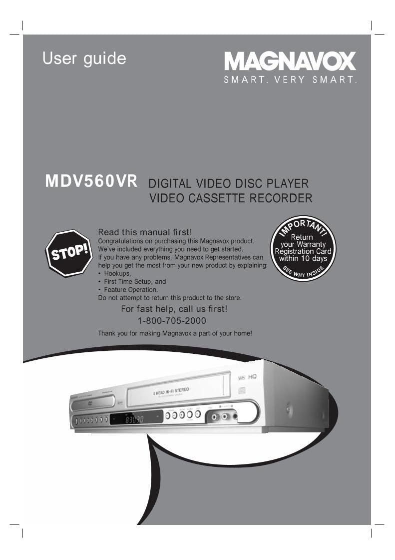 Philips MDV560VR MDV560VR/17 MDV560VR17 DVD/VCR Combo Player Operating Manual