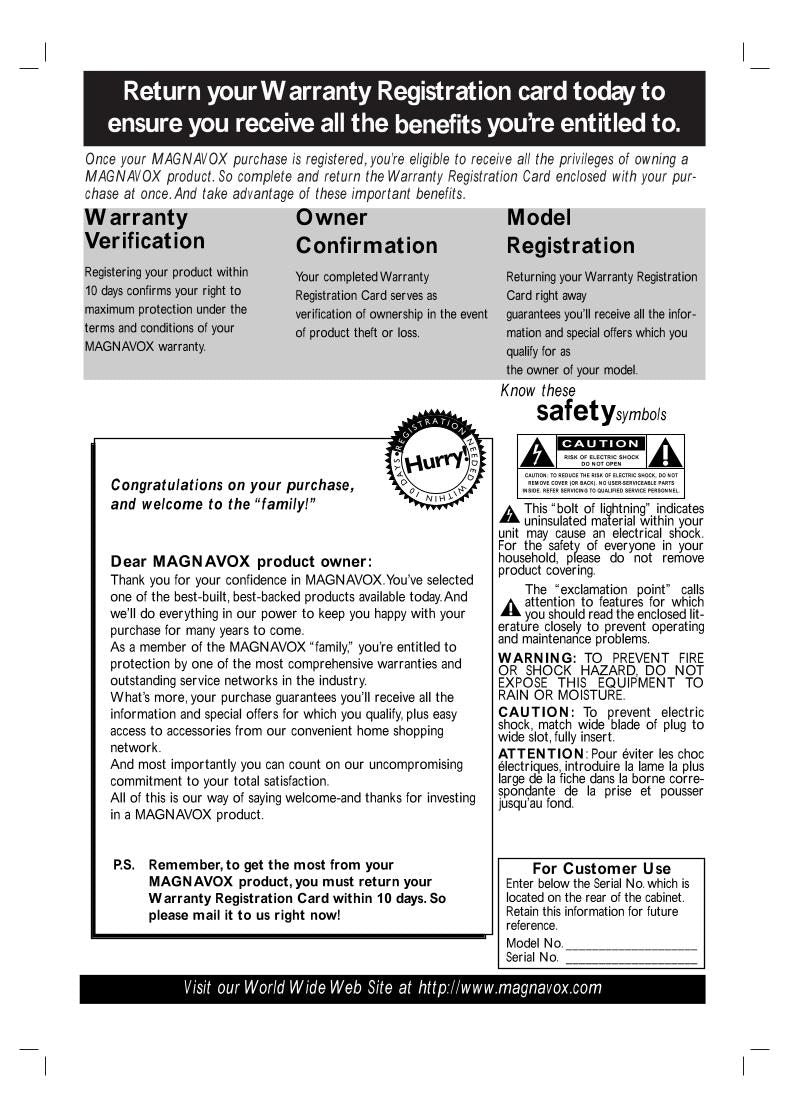 Philips MDV560VR MDV560VR/17 MDV560VR17 DVD/VCR Combo Player Operating Manual