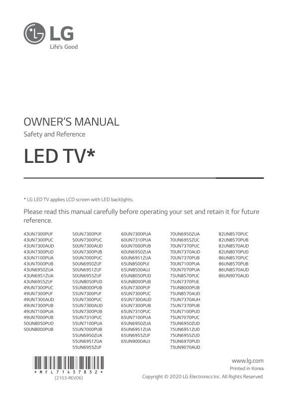 LG 65 UN 6950ZUAOM TV Operating Manual