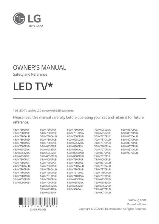 LG 65 UN 6950ZUAOM TV Operating Manual