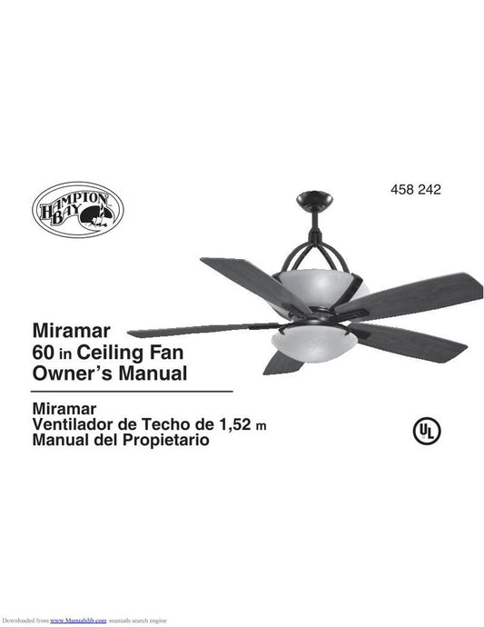 Hampton Bay HAMPTONBAYMIRAMAR 60 INCEILINGFAN Ceiling Fan Operating Manual