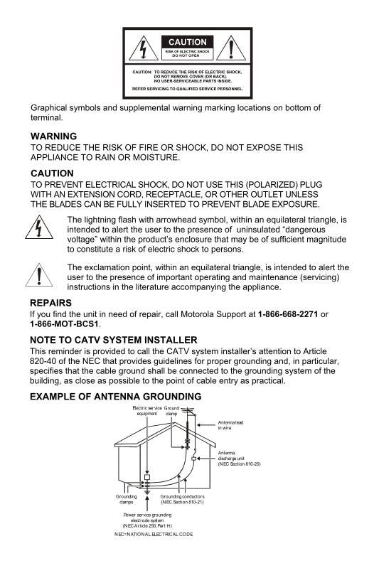 Motorola Motorola DCT3400 Cable Box Operating Manual