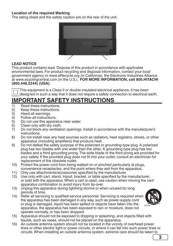 Hitachi 40 C 311 TV Operating Manual