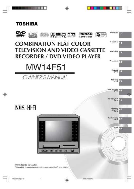 Toshiba MW14F51 TV/VCR/DVD Combo Operating Manual