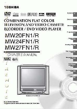 Toshiba MW20FN1 MW20FN1/R MW24FN1 TV/VCR/DVD Combo Operating Manual