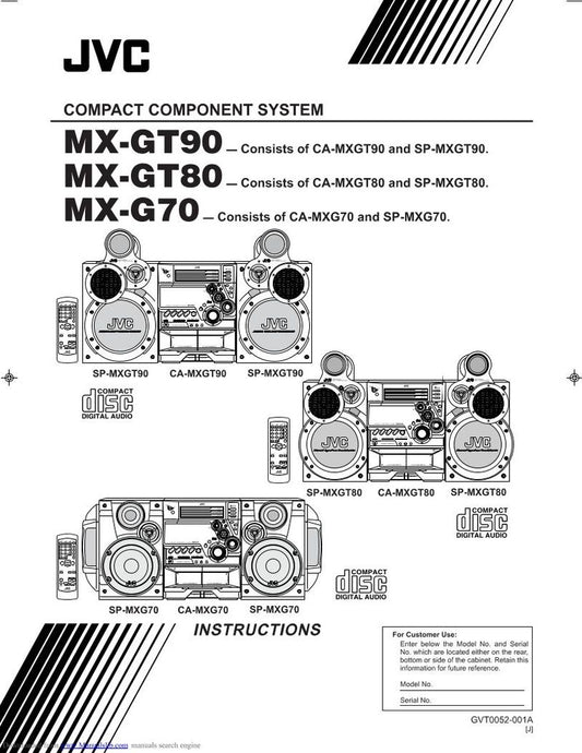 JVC MXGT90 MXGT80 MXG70 Compact Component System Audio Operating Manual