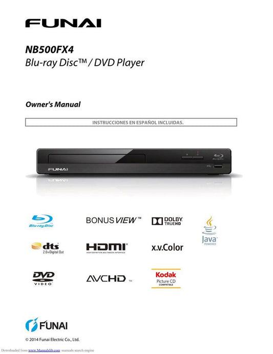 Funai NB500FX4 Blu-Ray DVD Player Operating Manual