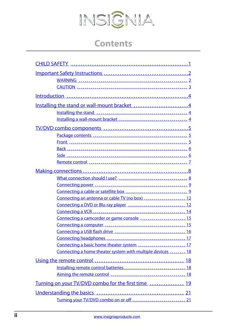 Insignia NS19LD120A13 TV Operating Manual