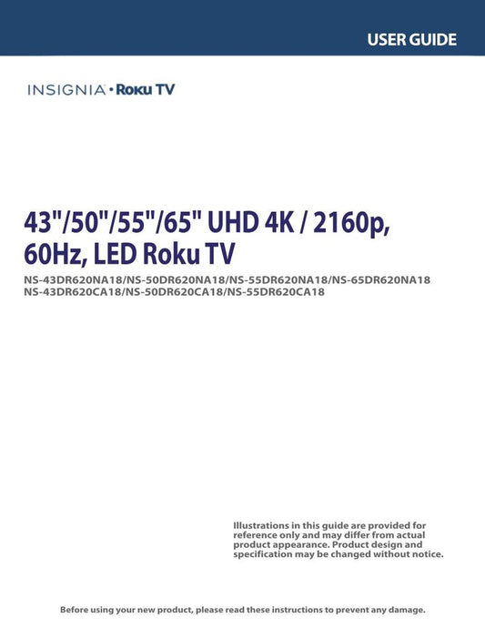 Insignia NS55 DR 620NA18 TV Operating Manual