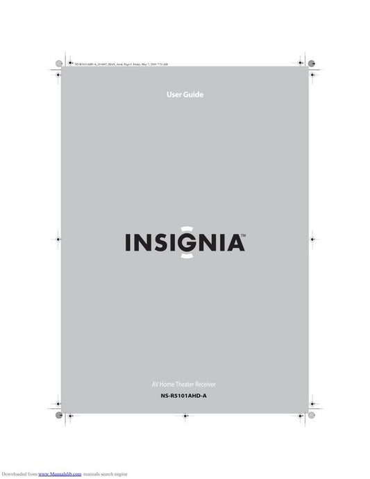 Insignia NSR5101 AHDA Audio/Video Receiver Operating Manual