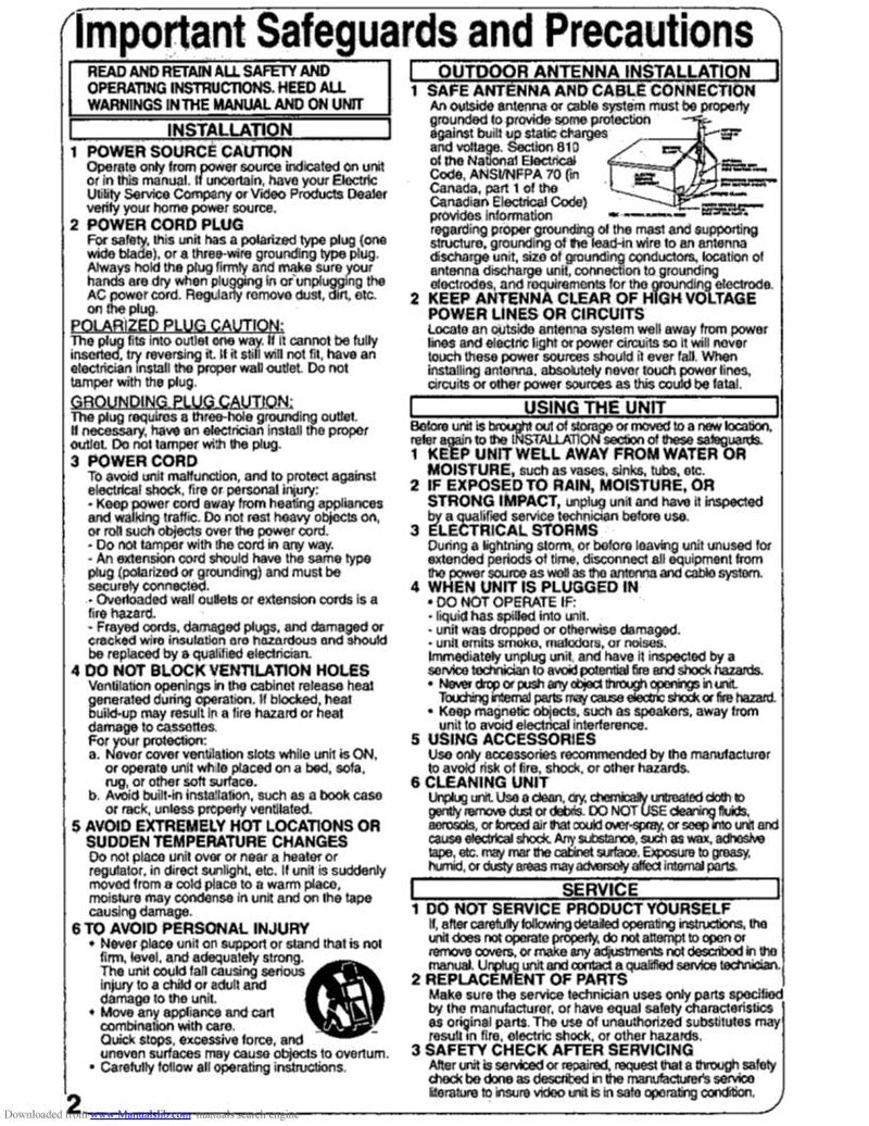 Panasonic PVC1330W TV/VCR Combo Operating Manual