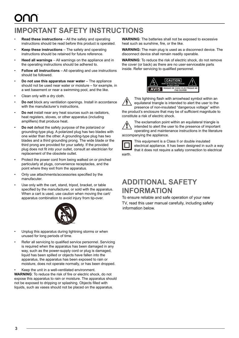 ONN ONA32HB19E03 TV Operating Manual