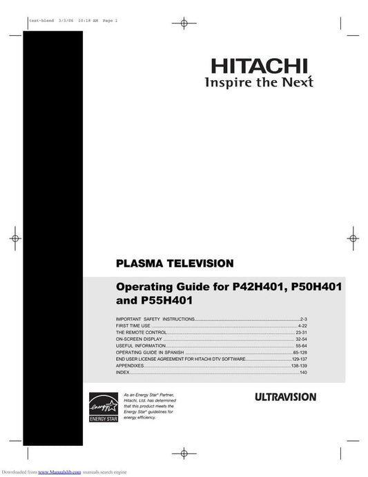 Hitachi P50 H 401 TV Operating Manual