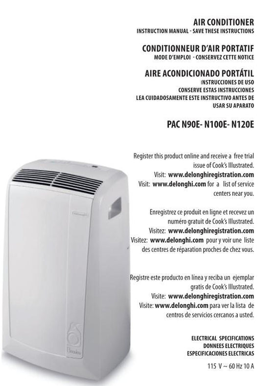 DeLonghi PACN100E Operating Manual