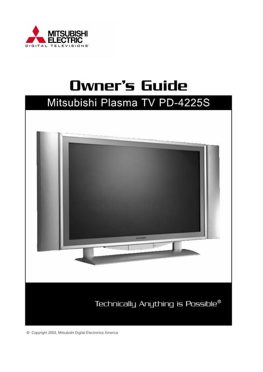 Mitsubishi PD4225S TV Operating Manual