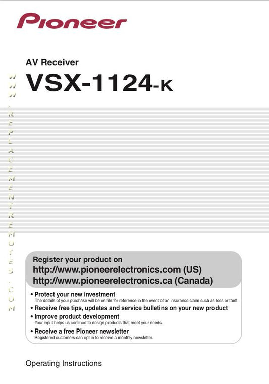 Pioneer VSX1124 K Audio/Video Receiver Operating Manual