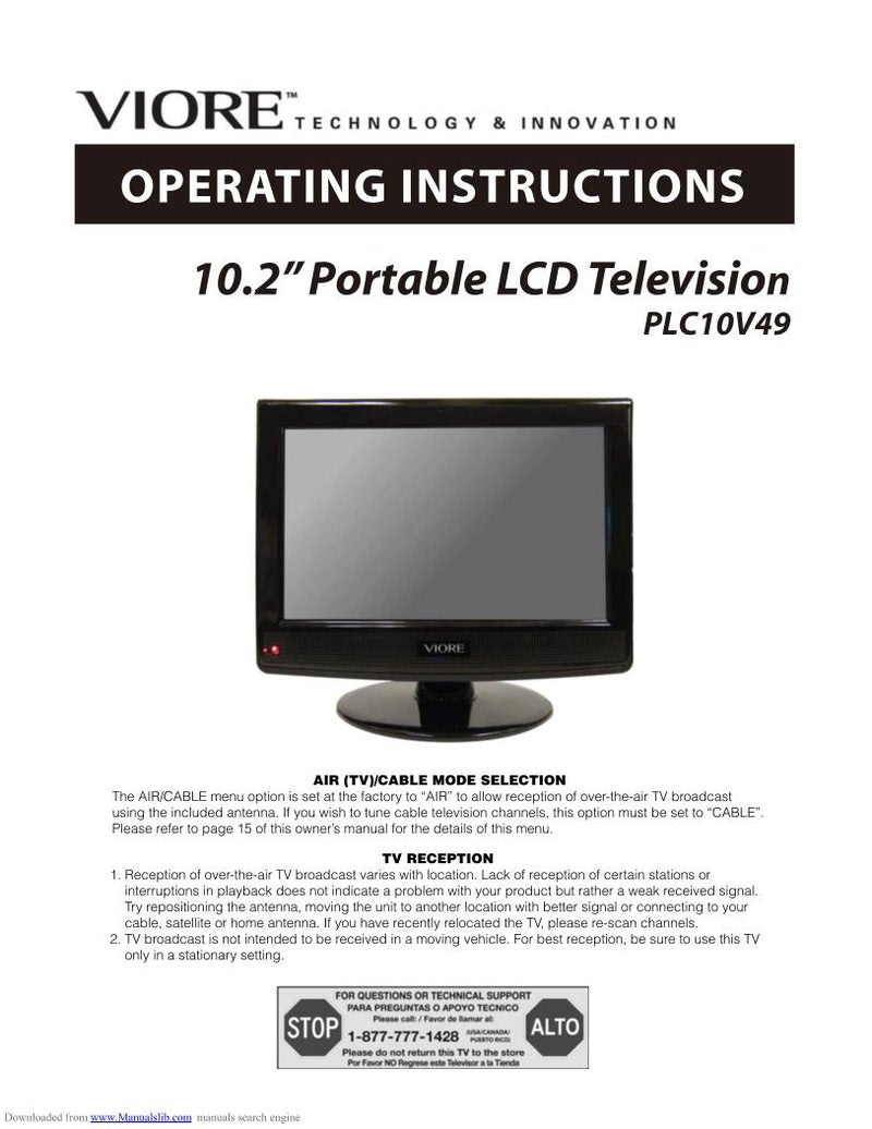 Viore PLC10V49 TV Operating Manual