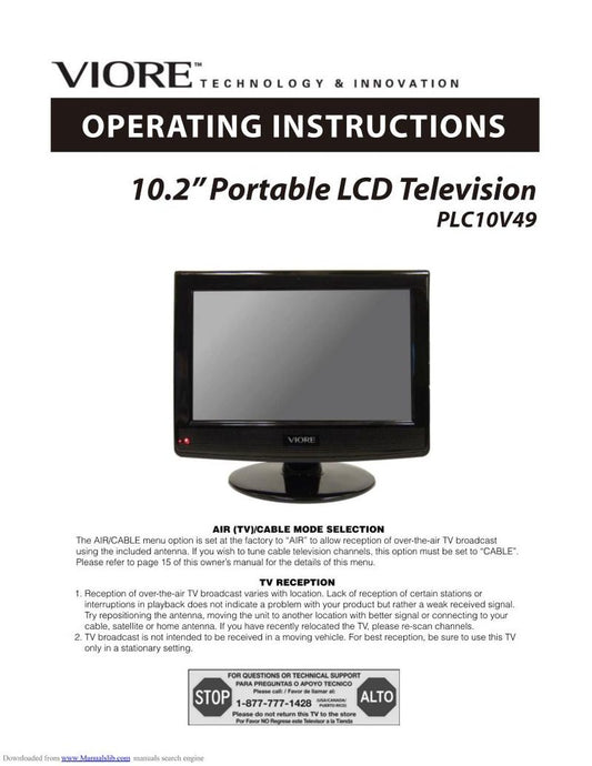 Viore PLC10V49 TV Operating Manual