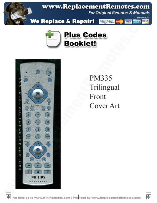 Philips PM335OM Universal Remote Control Operating Manual