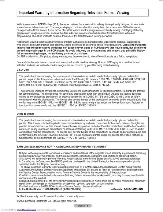 Samsung PN42A450P1DXZA Operating Manual