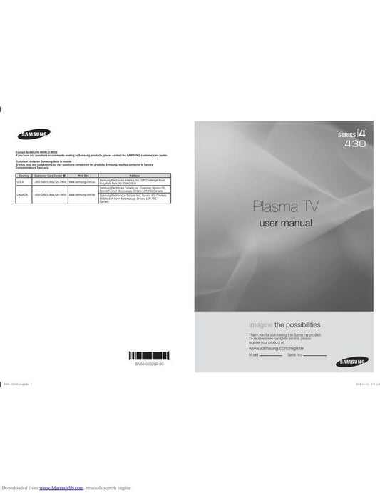 Samsung PN42B430P2D TV Operating Manual