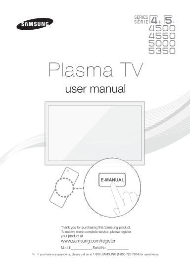 Samsung PN43F4500AFXZA PN43F4550AFXZA PN51F4500AFXZA TV Operating Manual