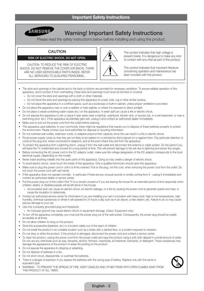 Samsung PN43F4500AFXZA PN43F4550AFXZA PN51F4500AFXZA TV Operating Manual