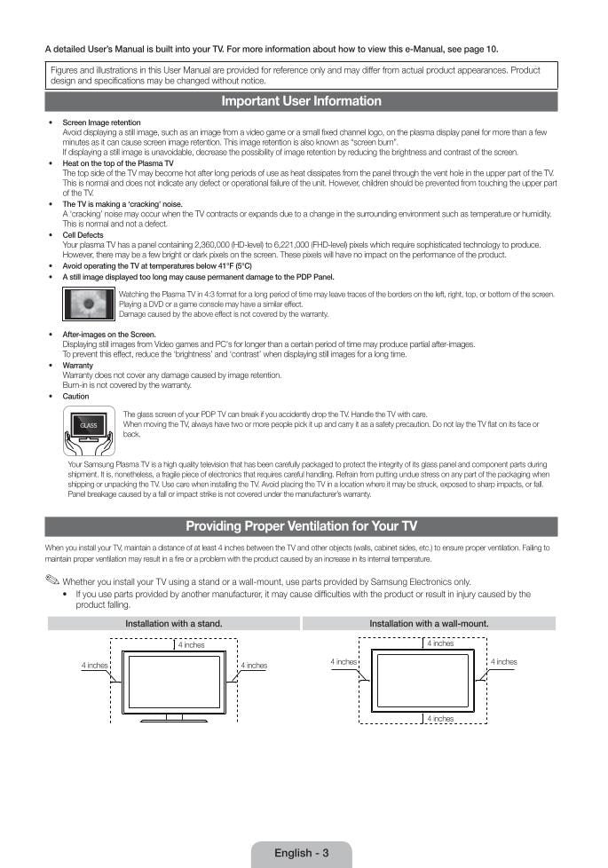 Samsung PN43F4500AFXZA PN43F4550AFXZA PN51F4500AFXZA TV Operating Manual