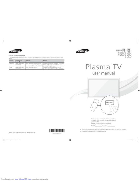 Samsung PN43F4500AFXZA PN43F4550AFXZA PN51F4500AFXZA TV Operating Manual