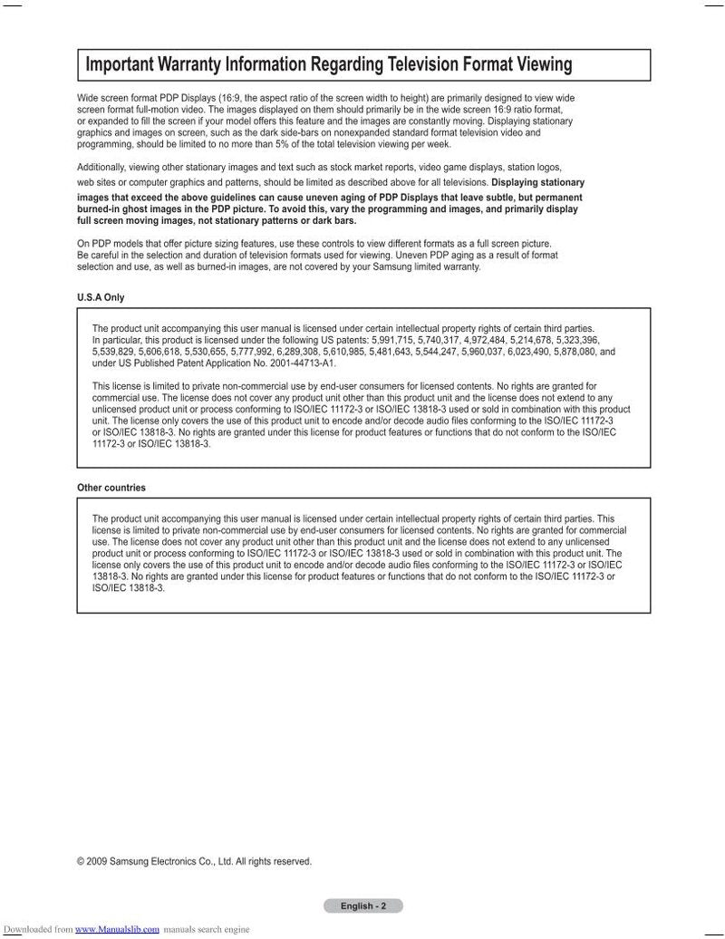 Samsung PN42B450B1D TV Operating Manual