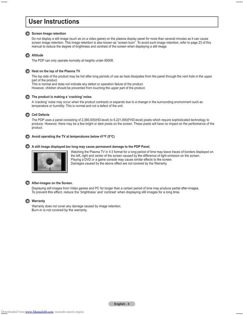 Samsung PN42B450B1D TV Operating Manual