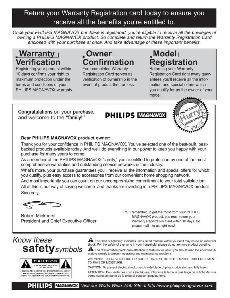 Philips PR1902C PR1903C TV Operating Manual