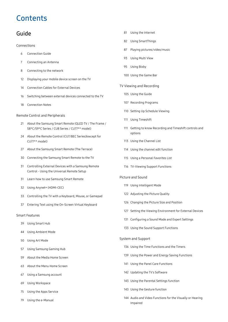 Samsung QN65QN800CFXZA TV Operating Manual