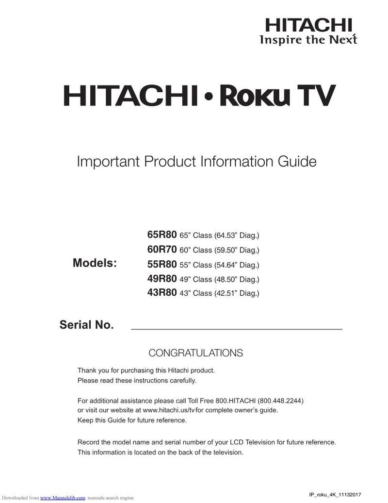 Hitachi 55 R 80 TV Operating Manual