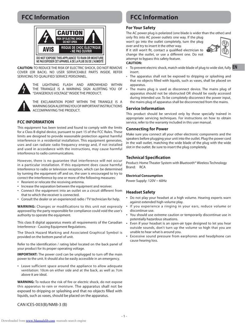 RCA RT2781H Home Theater System Operating Manual