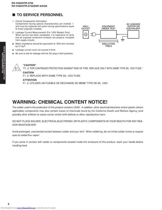 Yamaha HTR5740 Audio/Video Receiver Operating Manual