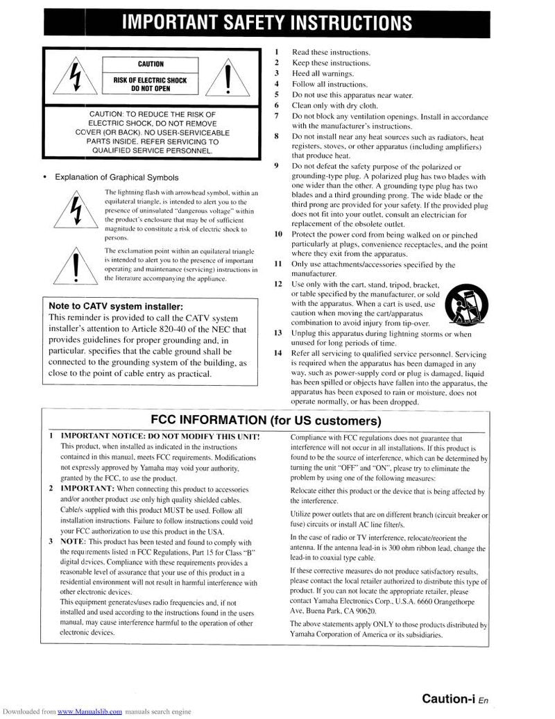 Yamaha RXV765 Audio/Video Receiver Operating Manual