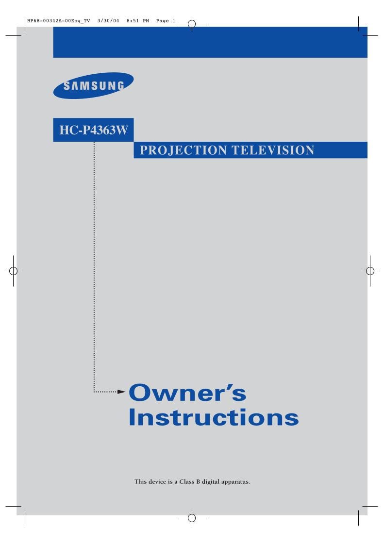 Samsung HCP4363 TV Operating Manual