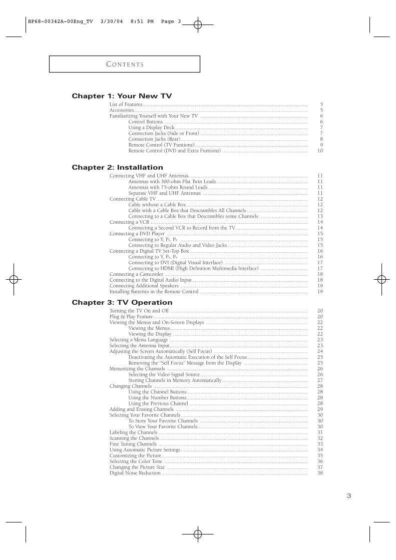 Samsung HCP4363 TV Operating Manual