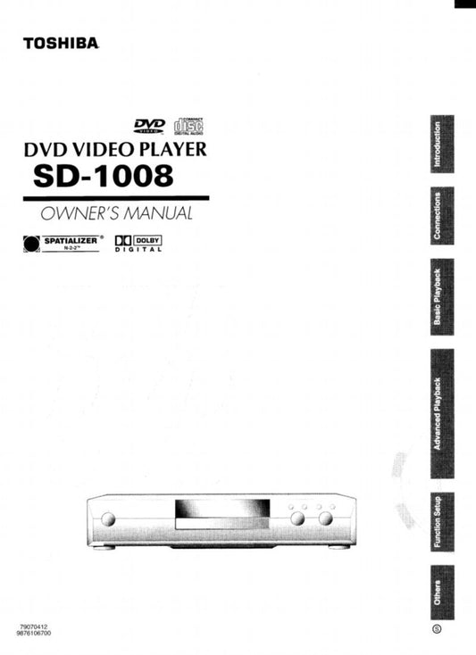 Toshiba SD1008 SD2008 SD2108 DVD Player Operating Manual