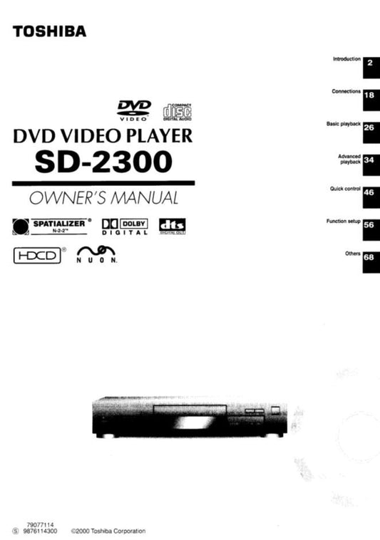 Toshiba SD2300 ser0029 DVD Player Operating Manual